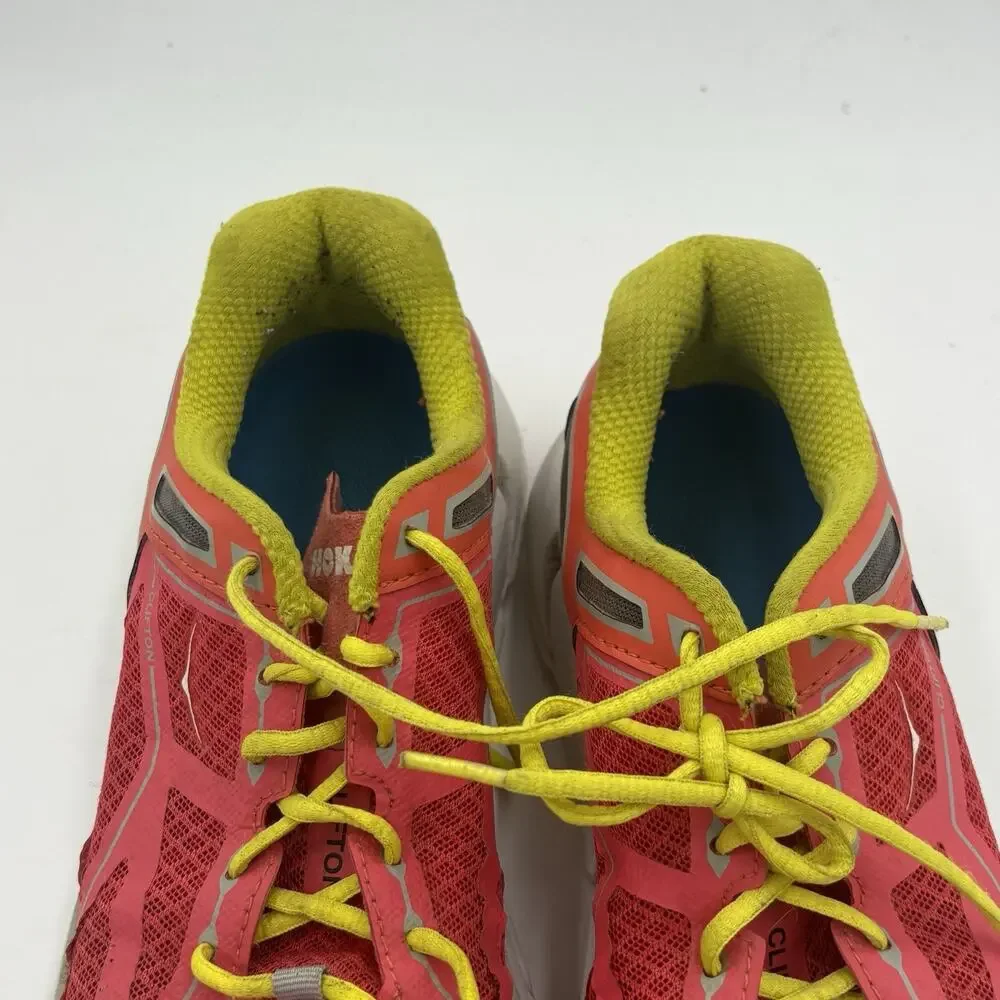 Hoka One One Clifton 1 Women's Size 7 Coral And Yellow Running Shoes F10014G